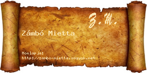 Zámbó Mietta névjegykártya